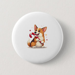 Corgi Candy Cane Joy Button