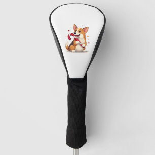 Corgi Candy Cane Joy Hund Golf Headcover