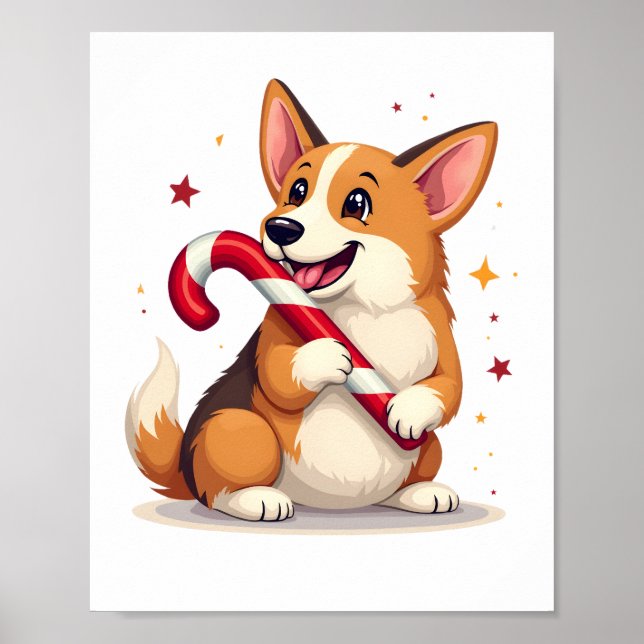Corgi Candy Cane Joy Poster (Vorne)