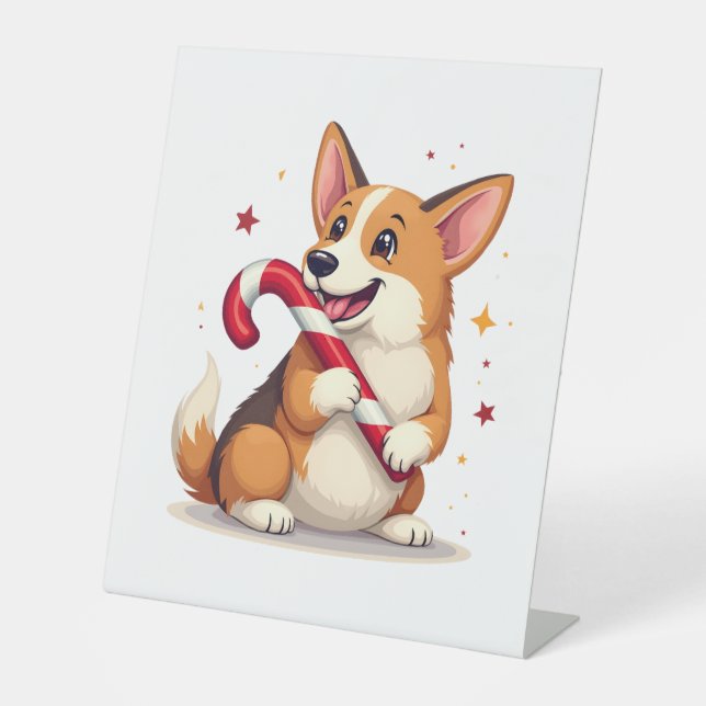 Corgi Candy Cane Joy Sockelschild (Vorderseite)