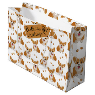 Corgi Cartoon Muster mit benutzerdefiniertem Gruß Große Geschenktüte
