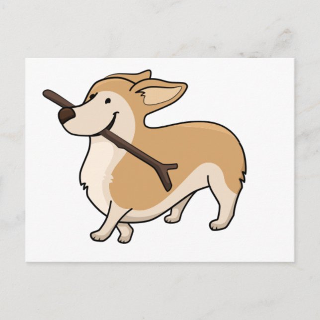 Corgi-Cartoon Postkarte (Vorderseite)