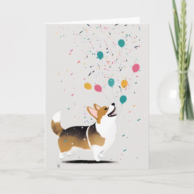Corgi Celebration Grußkarte Dankeskarte (Vorderseite)