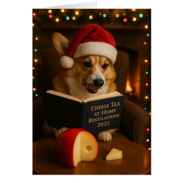 Corgi 'Cheese Tax' Christmas card (Vorne)