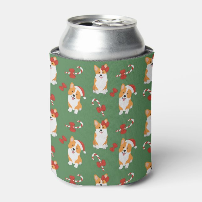 Corgi Christmas Candy Cane Pattern Dosenkühler (Kanne Vorderseite)