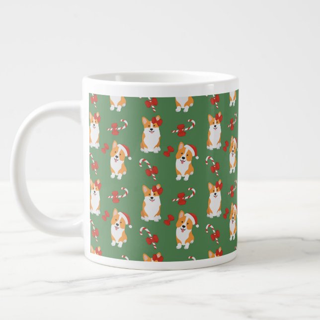 Corgi Christmas Candy Cane Pattern Jumbo-Tasse (Links)