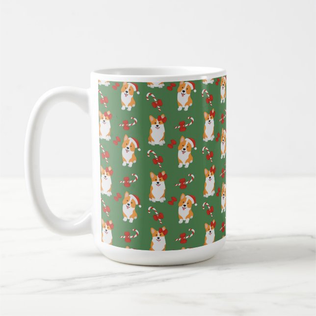 Corgi Christmas Candy Cane Pattern Kaffeetasse (Links)
