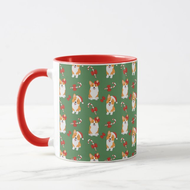 Corgi Christmas Candy Cane Pattern Tasse (Links)