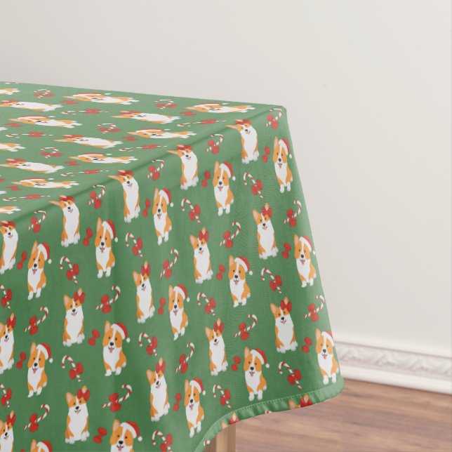 Corgi Christmas Candy Cane Pattern Tischdecke (Beispiel)
