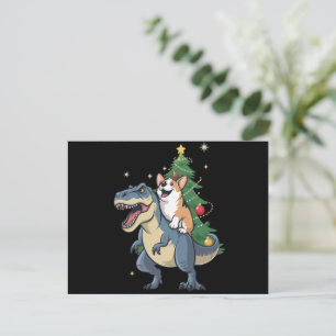 Corgi Christmas Dinosaurier Tree Rex Holiday Xmas Feiertagspostkarte