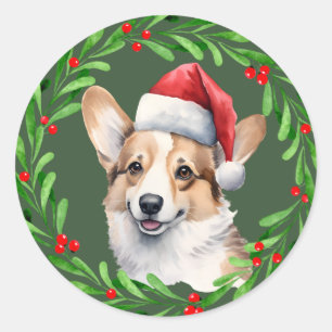 Corgi Christmas Dog Puppy Mailing Runder Aufkleber