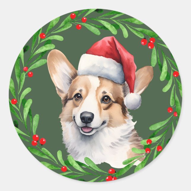 Corgi Christmas Dog Puppy Mailing Runder Aufkleber (Vorderseite)