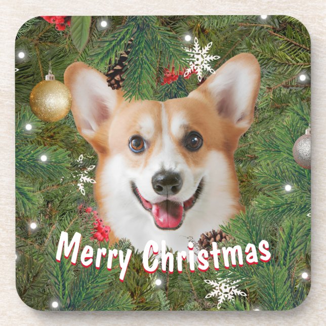Corgi Christmas Getränkeuntersetzer (Vorderseite)