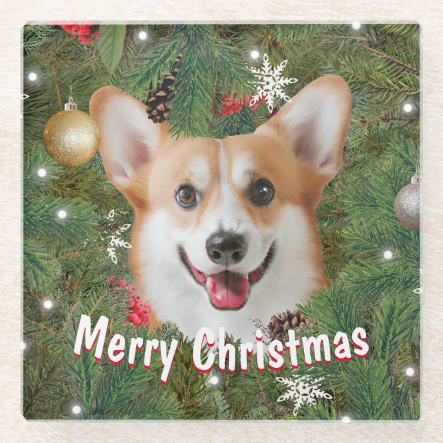 Corgi Christmas Glasuntersetzer (Vorderseite)