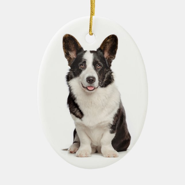 Corgi Christmas Keramik Ornament (Vorne)