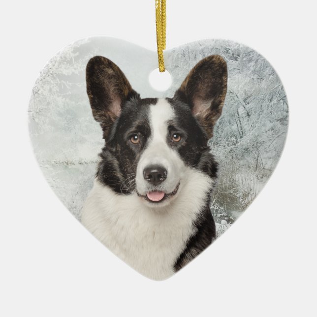 Corgi Christmas Keramik Ornament (Vorne)