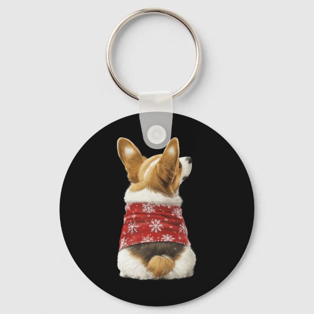 Corgi Christmas Lights Dog Lover Xmas Pajama Pullo Schlüsselanhänger (Vorderseite)
