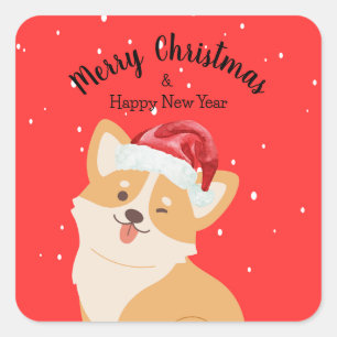 Corgi Christmas Quadratischer Aufkleber