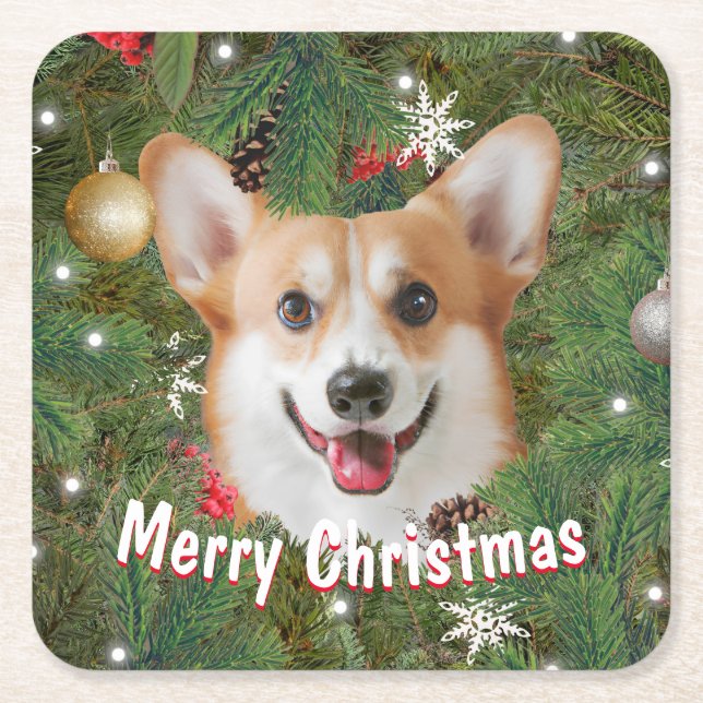 Corgi Christmas Rechteckiger Pappuntersetzer (Vorderseite)