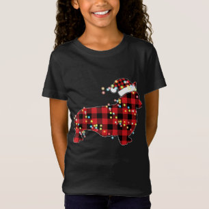 Corgi Christmas Red Kariert Buffalo Pajamas Xmas D T-Shirt