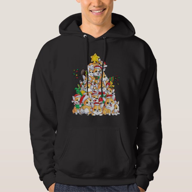 Corgi Christmas Tree Dog Santa Merry Corgmas Xmas Hoodie (Vorderseite)