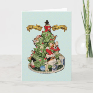 Corgi Christmas Tree Grußkarte Feiertagskarte