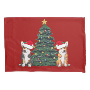 Corgi Christmas Tree Niedlich Red Holiday Kissenbezug