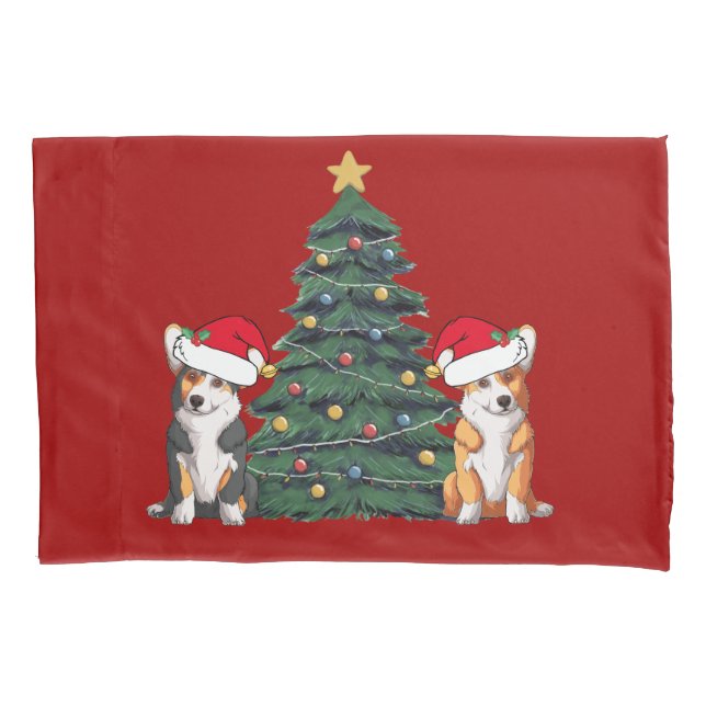 Corgi Christmas Tree Niedlich Red Holiday Kissenbezug (Vorderseite)
