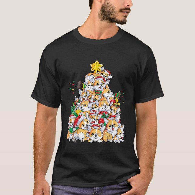 Corgi Christmas Tree T-Shirt (Vorderseite)