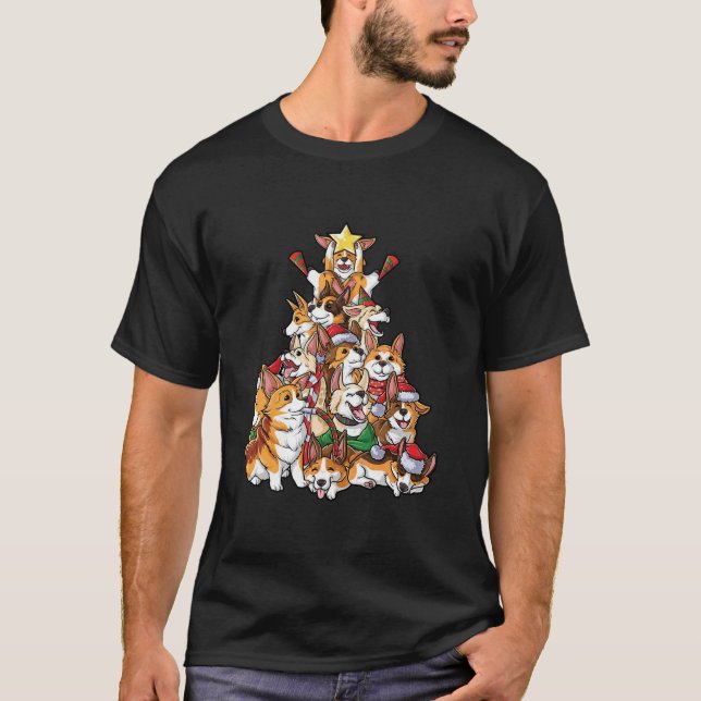 Corgi Christmas Tree T-Shirt (Vorderseite)