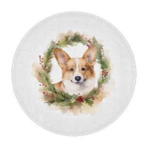 Corgi Christmas Wreath Festivals Schneidebrett