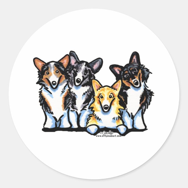 Corgi Clan Runder Aufkleber (Vorderseite)