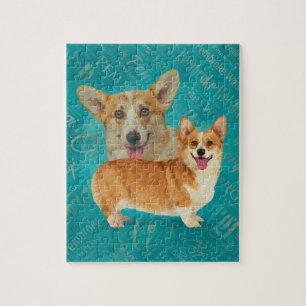 Corgi-Collagen-abstrakte Mischmedien Puzzle