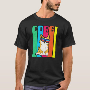 Corgi Cooler Hund Mit Sonnenbrille Bunter Sommer-V T-Shirt