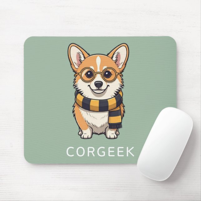 Corgi Corgeek auf Green | Hund Lover Geschenk Mousepad (Mit Mouse)