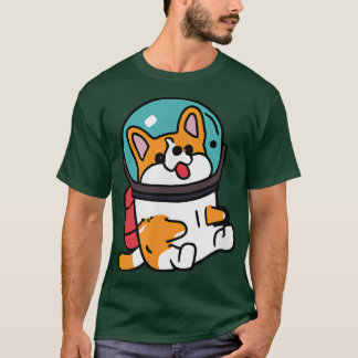 Corgi Cosmonaut Dog Lover Puppy Retro T-Shirt