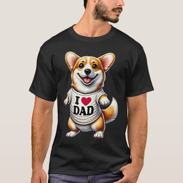 Corgi Dad I Love Dad Corgi Lover T-Shirt (Vorderseite)