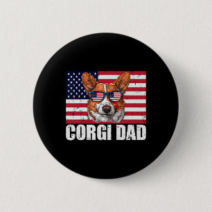 Corgi Dad Pembroke Welsh Corgi Us Flagge Hunde Lie Button