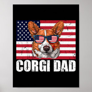 Corgi Dad Pembroke Welsh Corgi Us Flagge Hunde Lie Poster