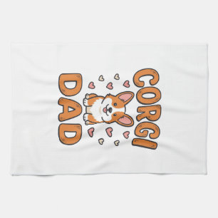 Corgi Dad Vintage Gravur Hundeliebhaber-Shirt_1 Geschirrtuch