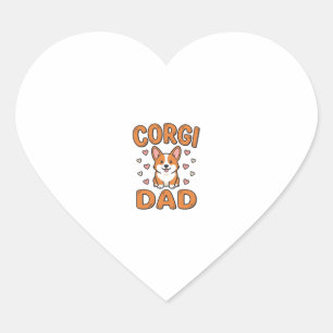 Corgi Dad Vintage Gravur Hundeliebhaber-Shirt_1 Herz-Aufkleber