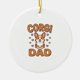 Corgi Dad Vintage Gravur Hundeliebhaber-Shirt_1 Keramik Ornament
