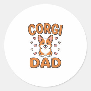 Corgi Dad Vintage Gravur Hundeliebhaber-Shirt_1 Runder Aufkleber