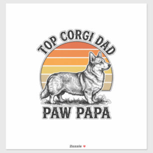 Corgi-Daddy-Shirt Vintage-Sonnenuntergang-Hunde-Pa Aufkleber
