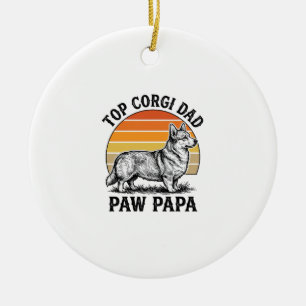Corgi-Daddy-Shirt Vintage-Sonnenuntergang-Hunde-Pa Keramik Ornament
