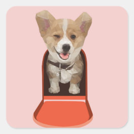 Corgi Delivery Quadratischer Aufkleber