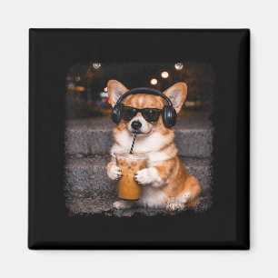 Corgi, der eisgekühlten Kaffee trinkt, Liebhaber H Magnet