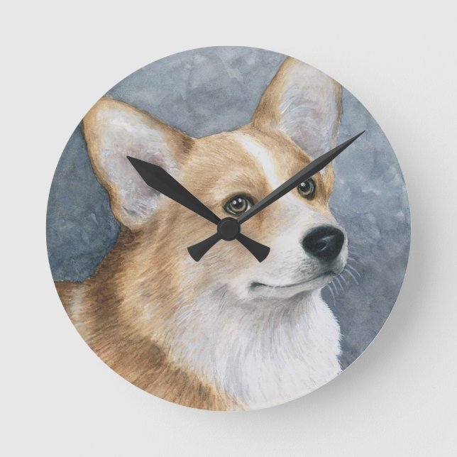 Corgi des Hund89 Runde Wanduhr (Vorderseite)