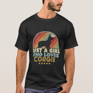 Corgi Design Retro Nur ein Mädchen, das Corgis Lie T-Shirt