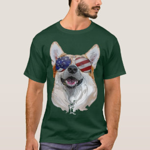 Corgi Dog American USA Flag 4. Juli Pop Art Co T-Shirt